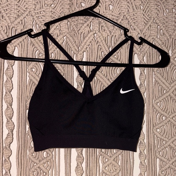 Nike Other - Nike Black Strappy V‑Neck Sports Bra with White Swoosh
